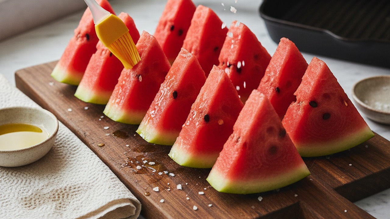 Prepare watermelon and season
