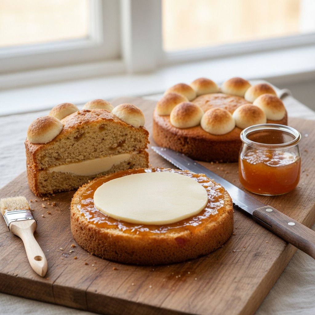 Split, jam and add a marzipan middle