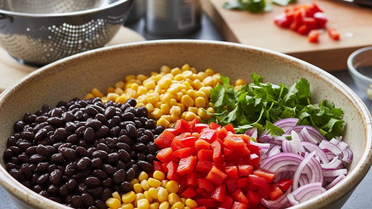 Prep beans, corn and vegetables