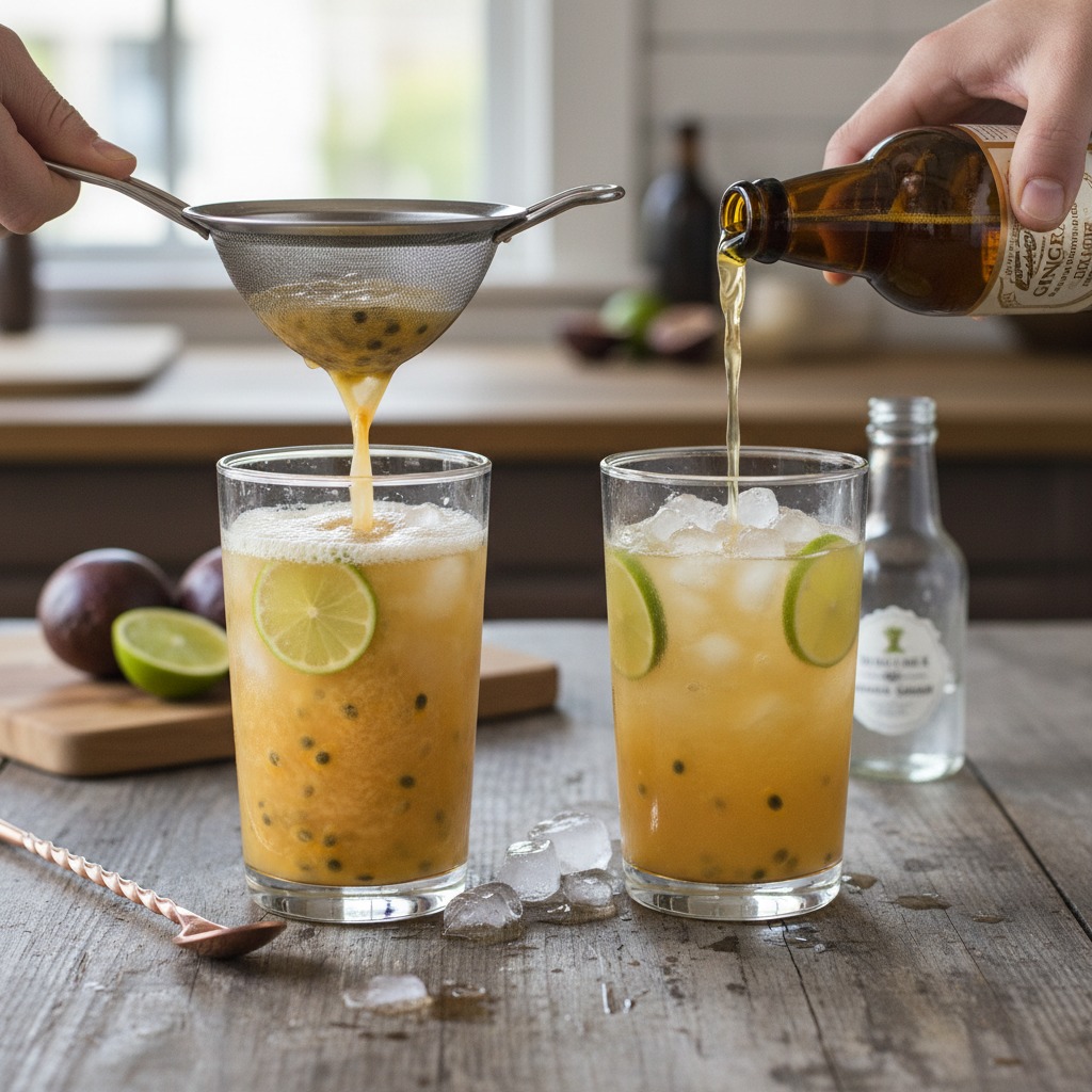 Assemble and top with ginger beer