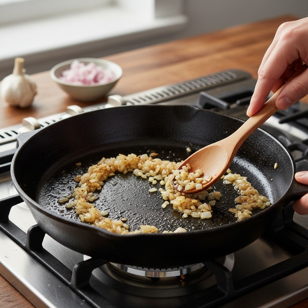 Sauté shallot and garlic
