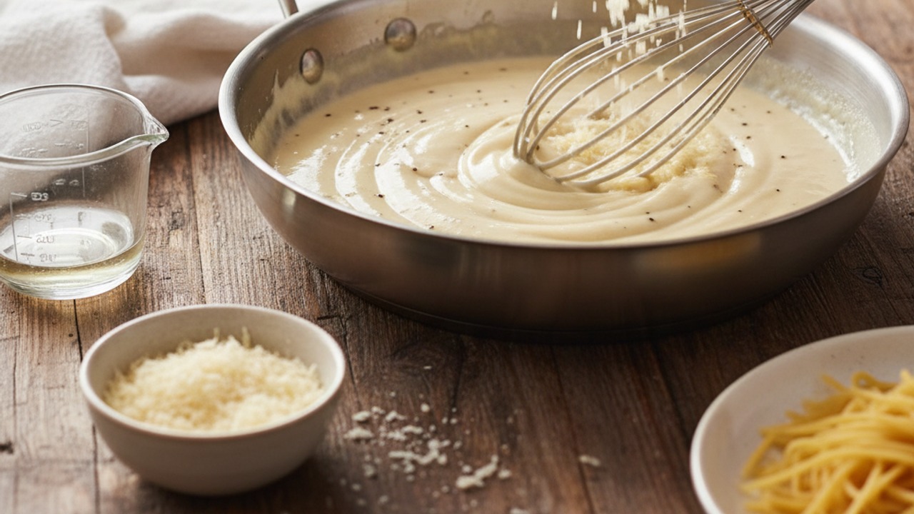 Incorporate Parmesan and adjust consistency
