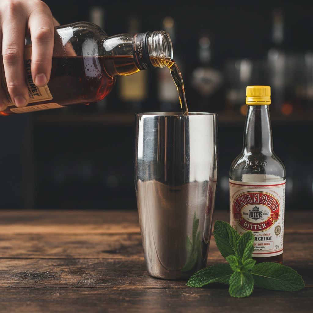 Add bourbon and bitters