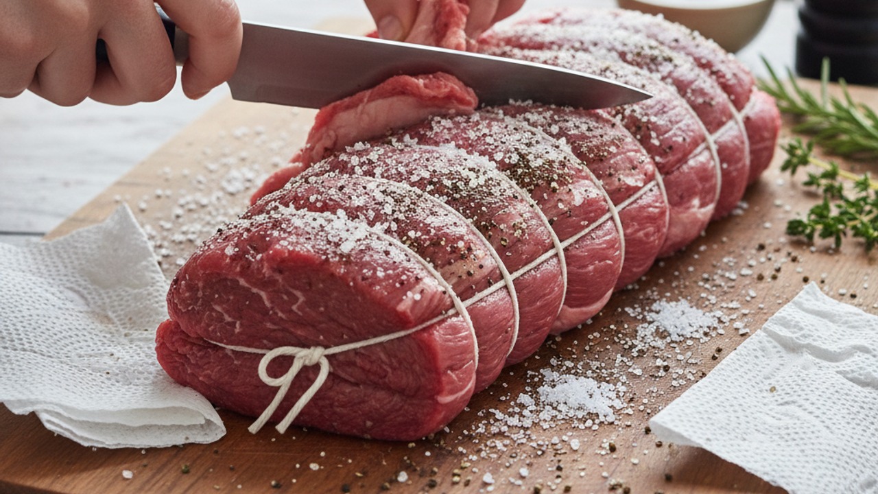 Trim and season the tenderloin