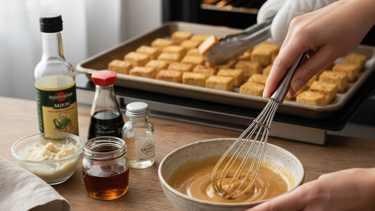 Bake and whisk the miso glaze