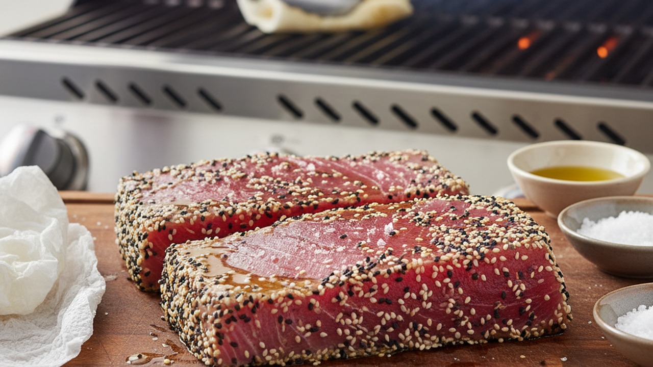 Prep the grill and the steaks