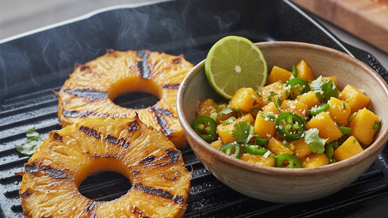 Char the pineapple and make salsa