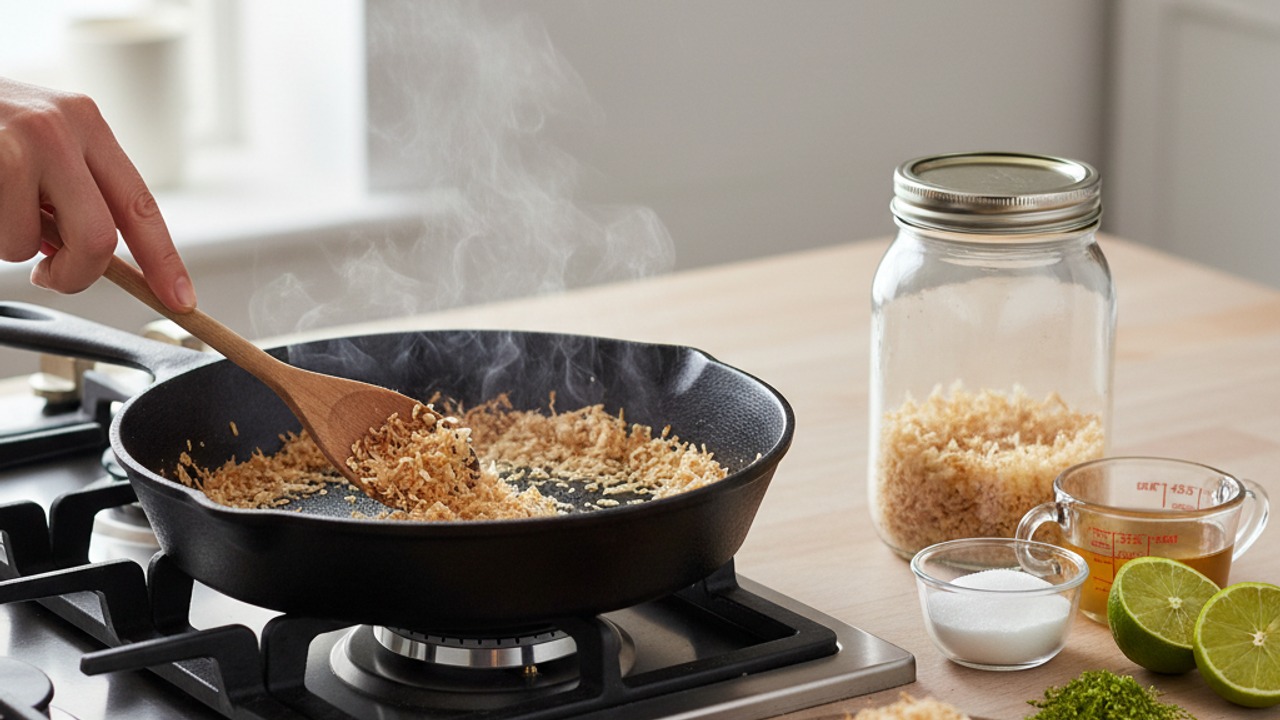 Make the quick coconut‑lime shrub (can be made ahead)