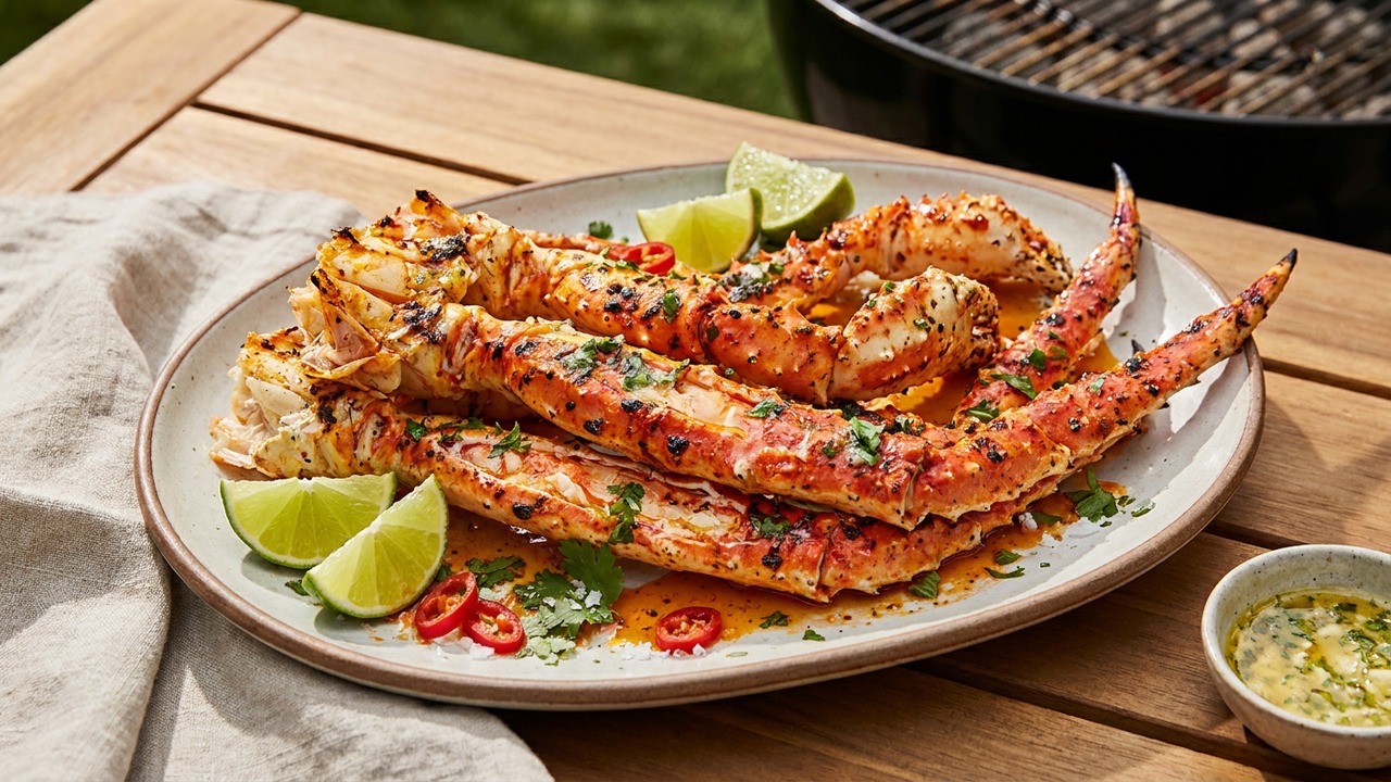 Grilled Chile-Lime King Crab Legs with Garlic Butter
