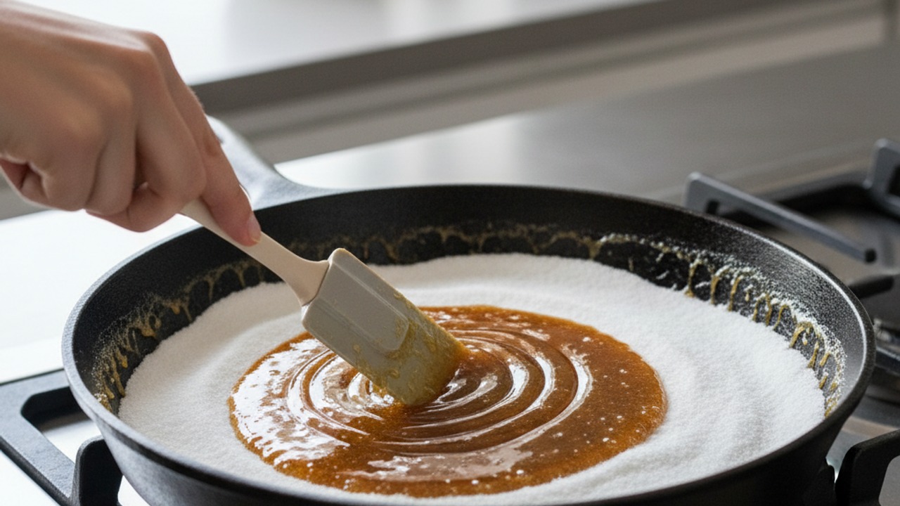 Make the caramel in the skillet