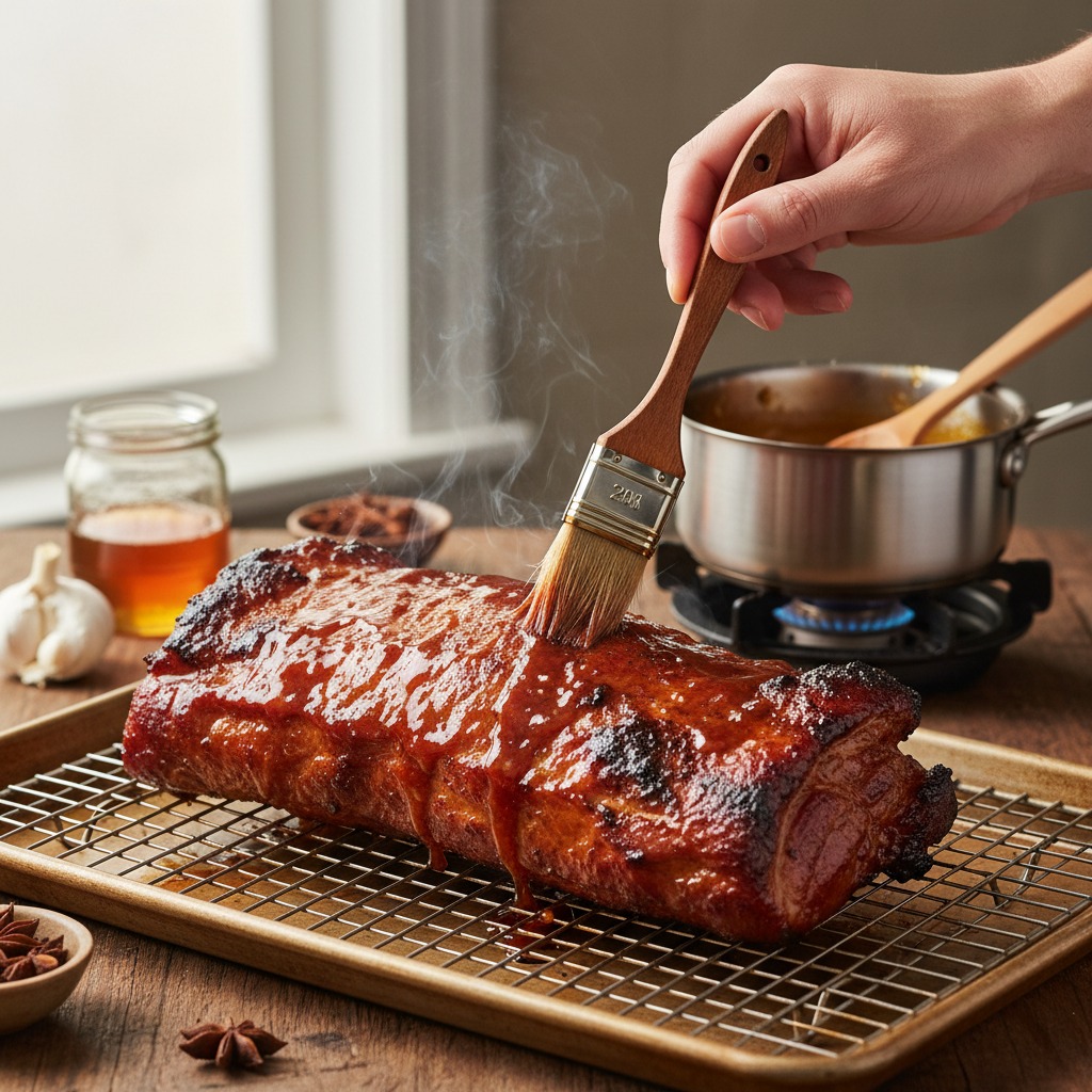 Make the glaze and baste