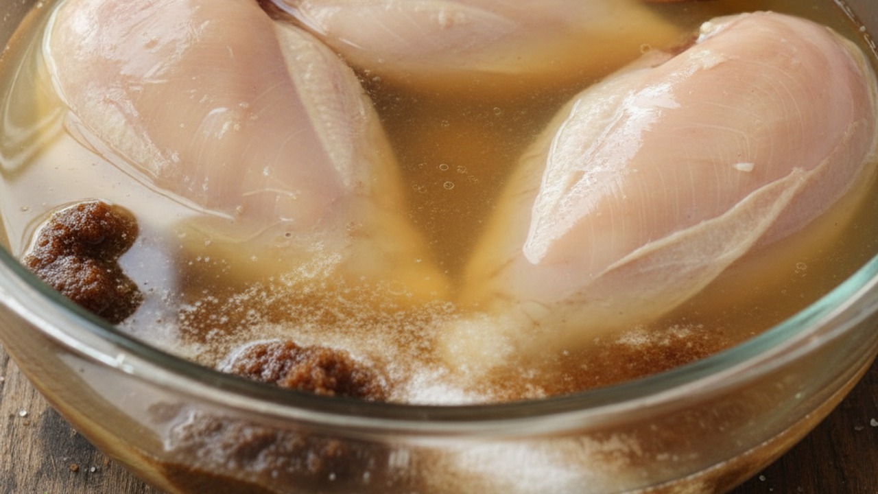 Quick brine the breasts