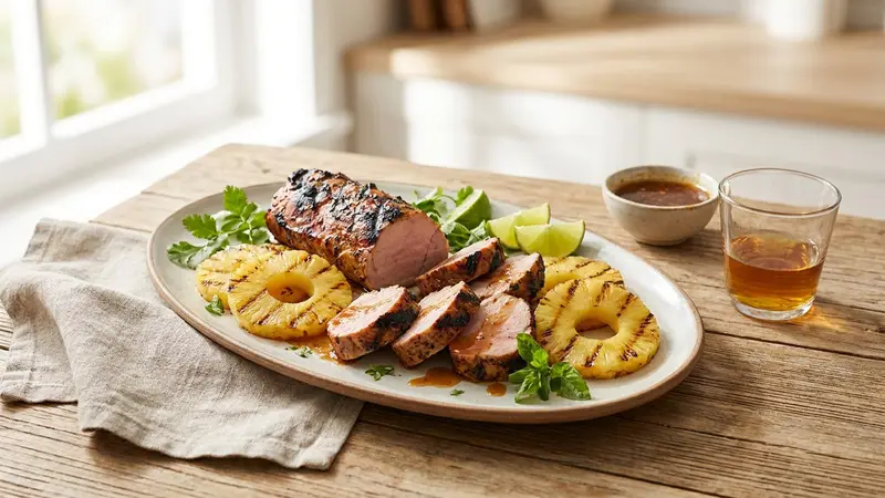 Grilled Pineapple and Rum-Glazed Pork Tenderloin