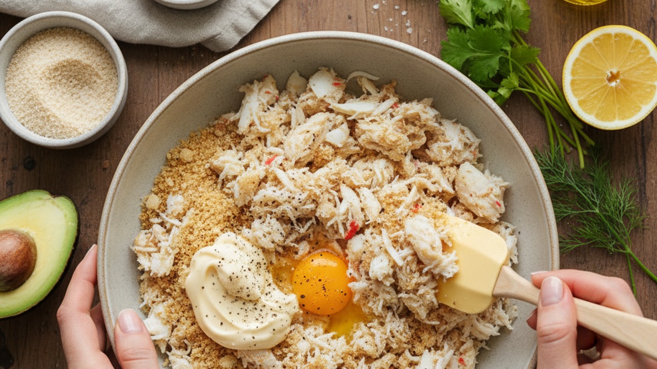 Make the crab cake mixture