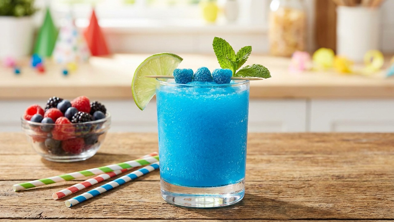 Non Alcoholic Blue Raspberry Ninja Slushy for Kids and Parties