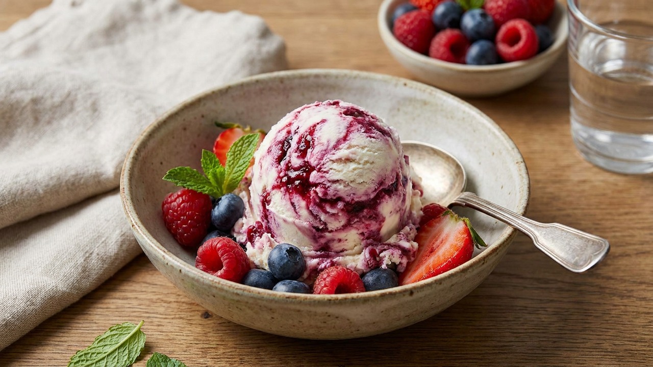 No-Churn Fresh Berry Ice Cream (No Machine, 5 Ingredients)