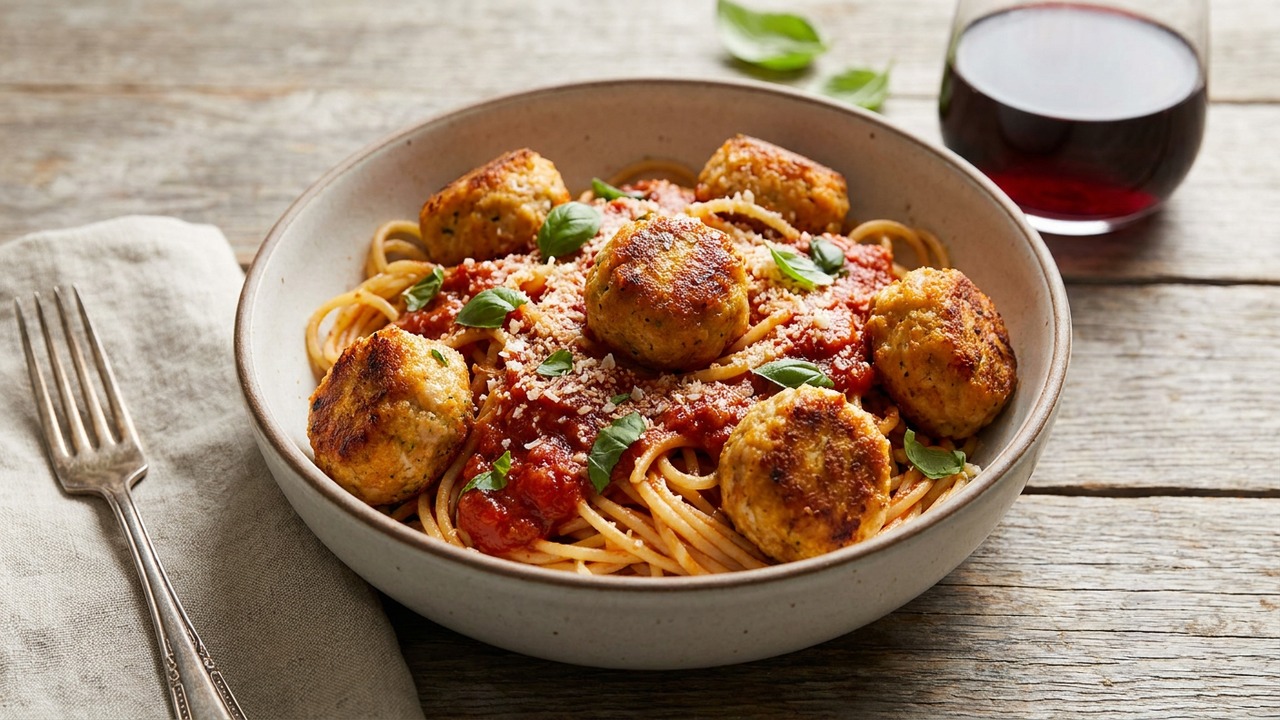 Air Fryer Chicken Meatball Pasta