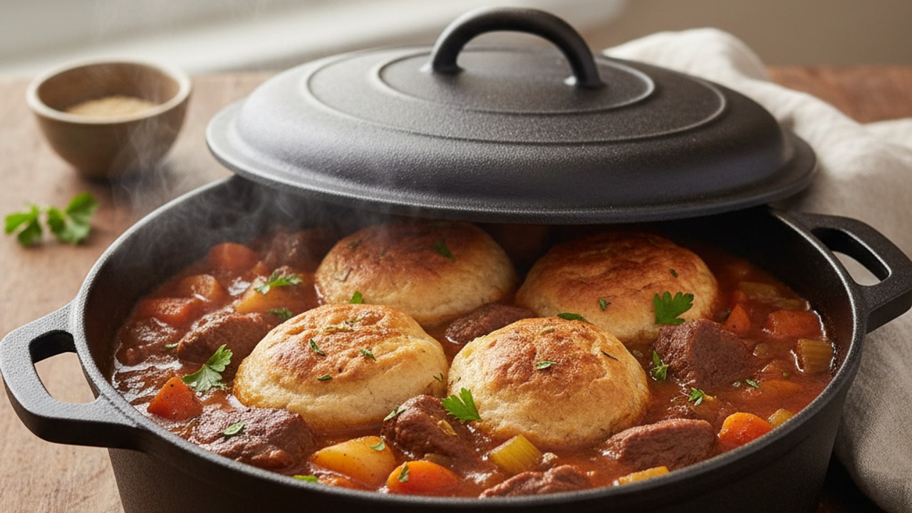 Cook dumplings and finish the stew