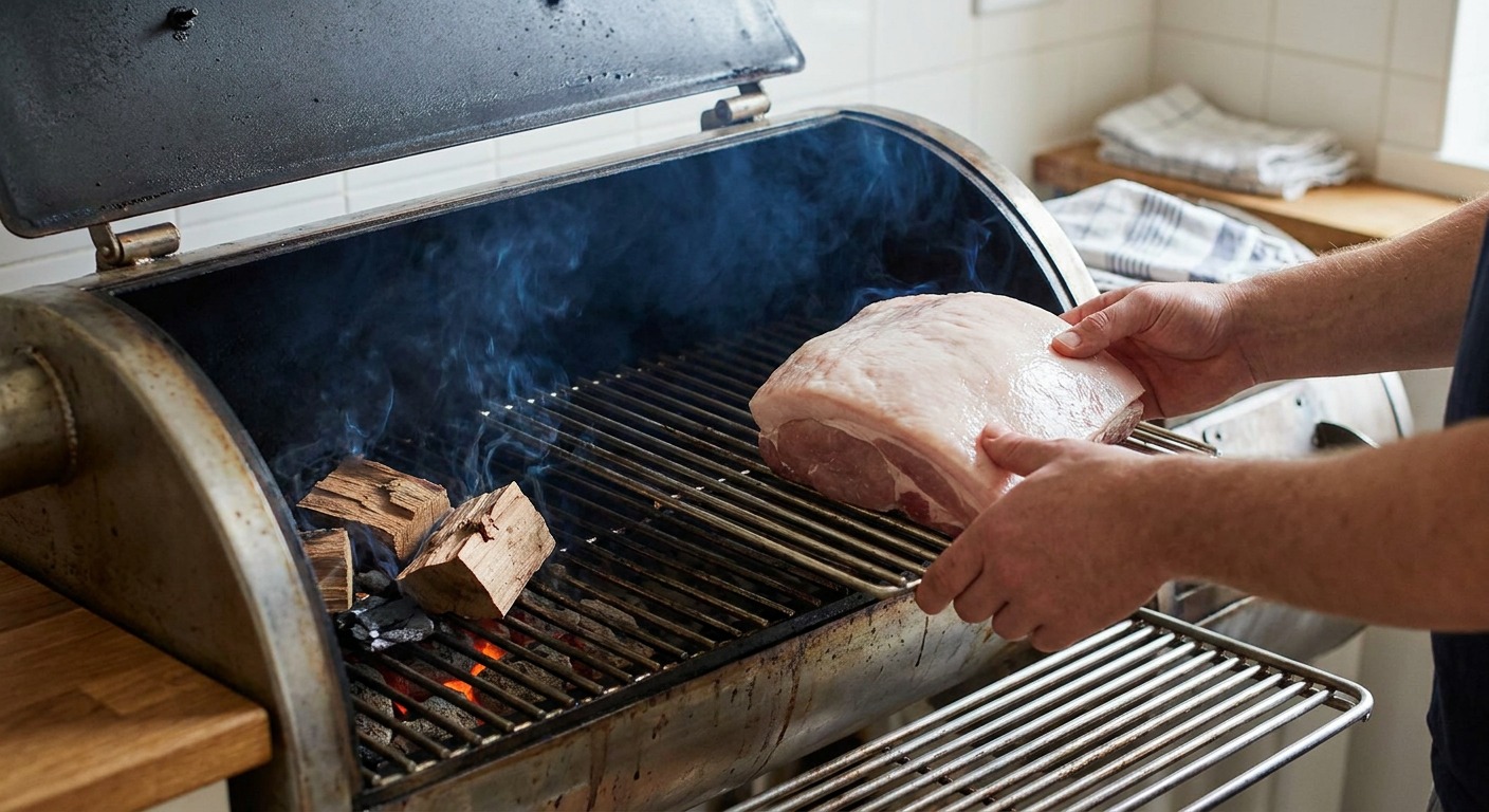 Set up smoker and begin low-and-slow smoke