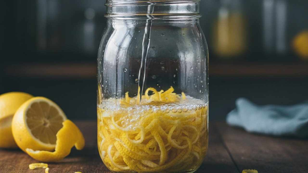 Combine zest and alcohol to infuse