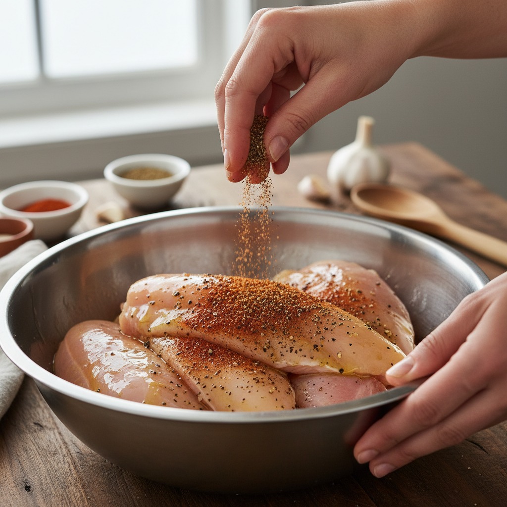 Apply oil and seasoning rub