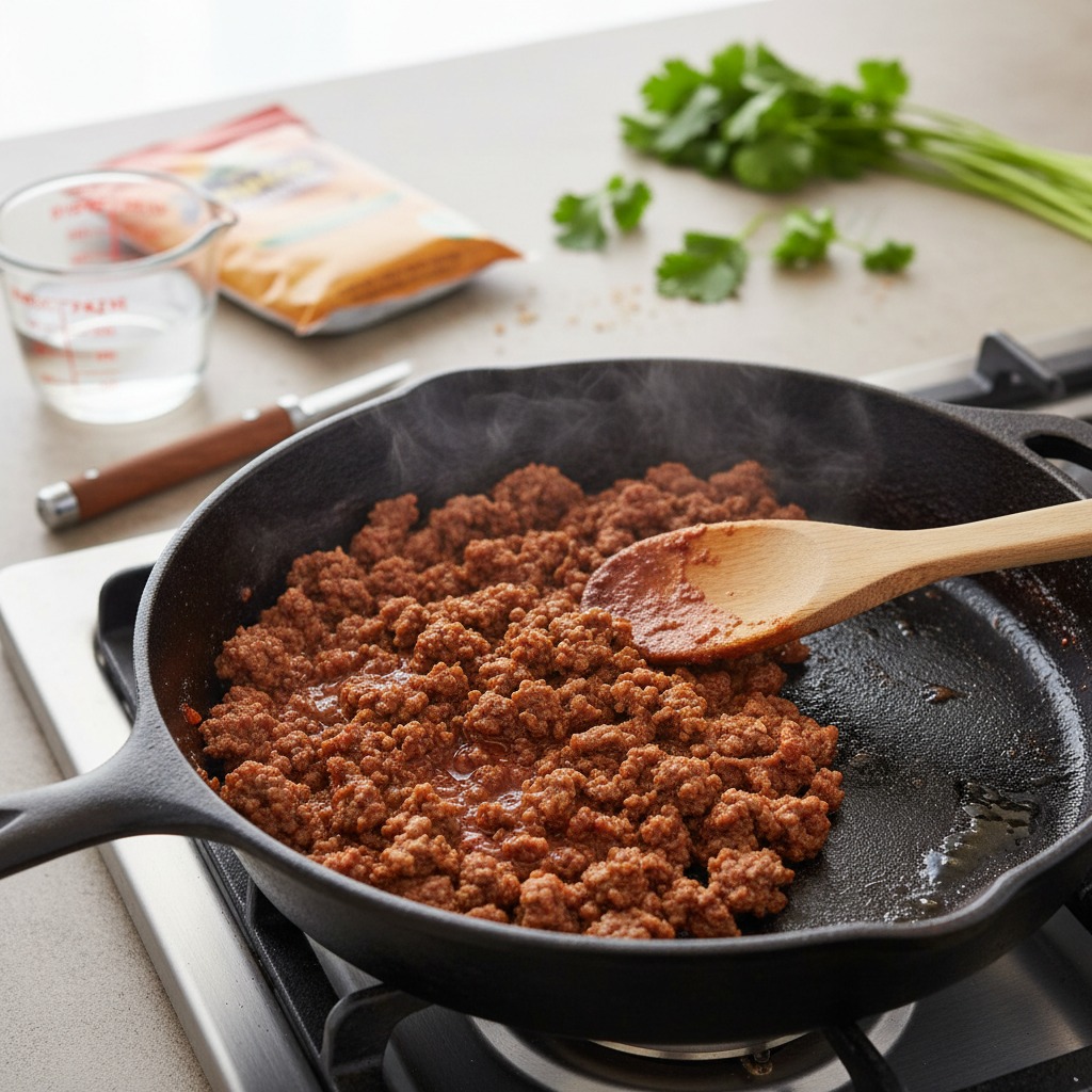 Cook the seasoned beef