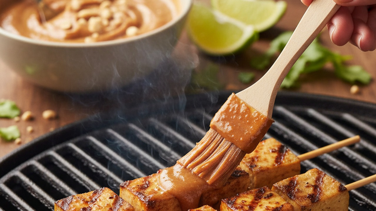 Grill the tofu skewers