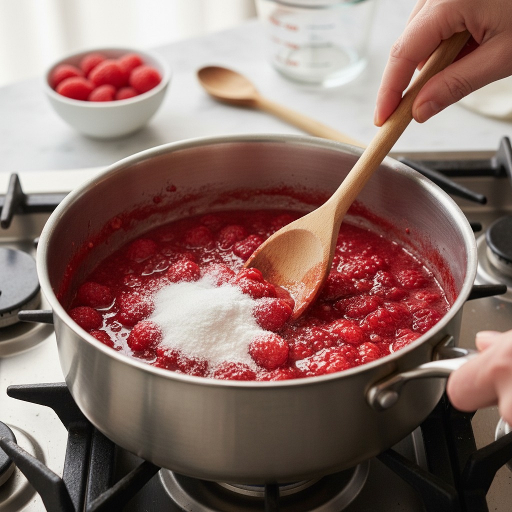 Cook the raspberry filling