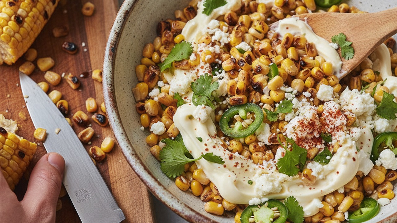Cut kernels and combine the dressing