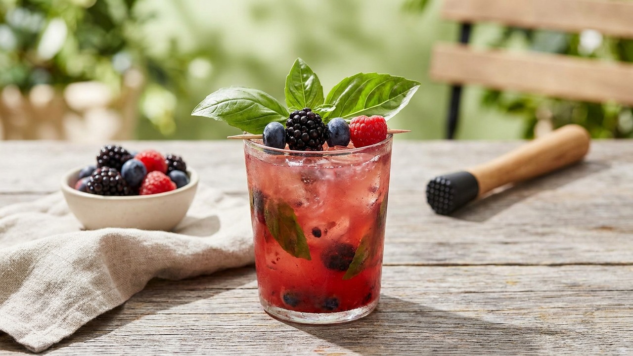 Berry Basil Vodka Smash