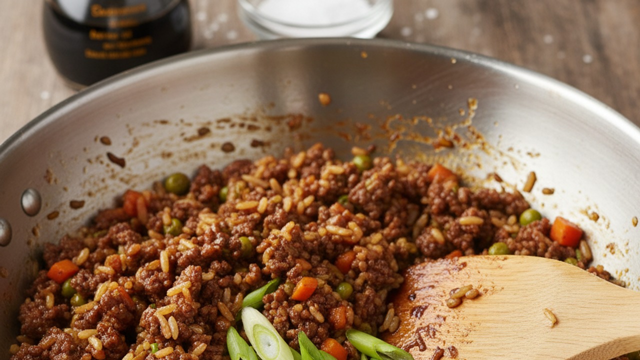 Finish with green onions and adjust seasoning