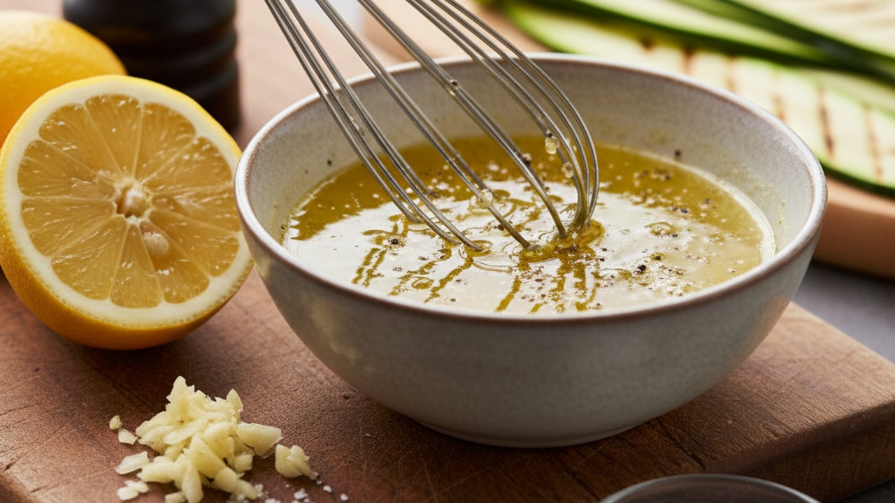Make the lemon-garlic dressing