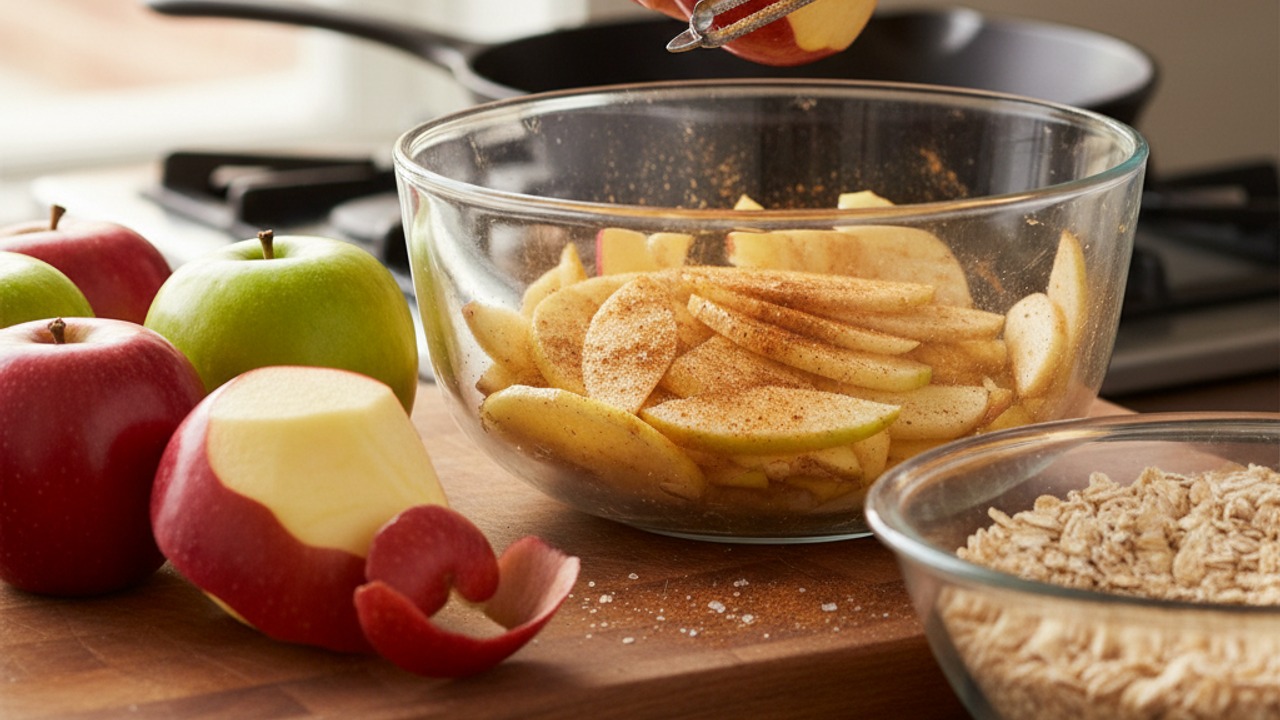Prep apples and oven