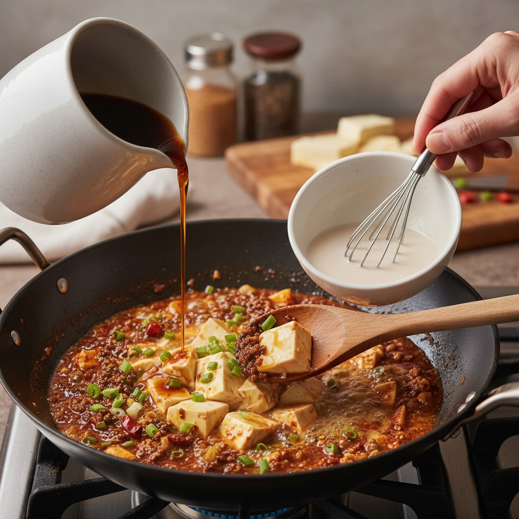 Simmer with stock and thicken