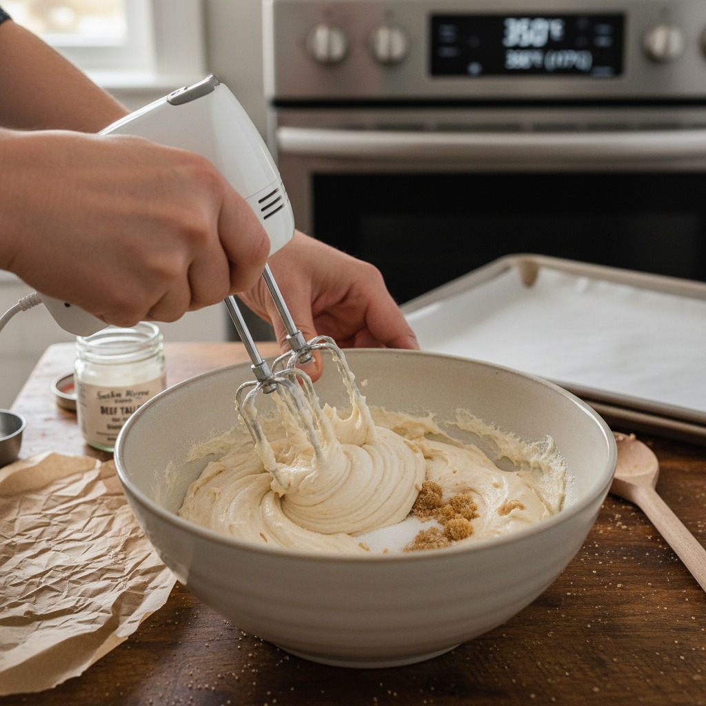 Prep and cream tallow with sugars