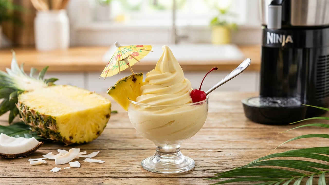 Ninja Slushy Copycat Pineapple Dole Whip for a Tropical Treat