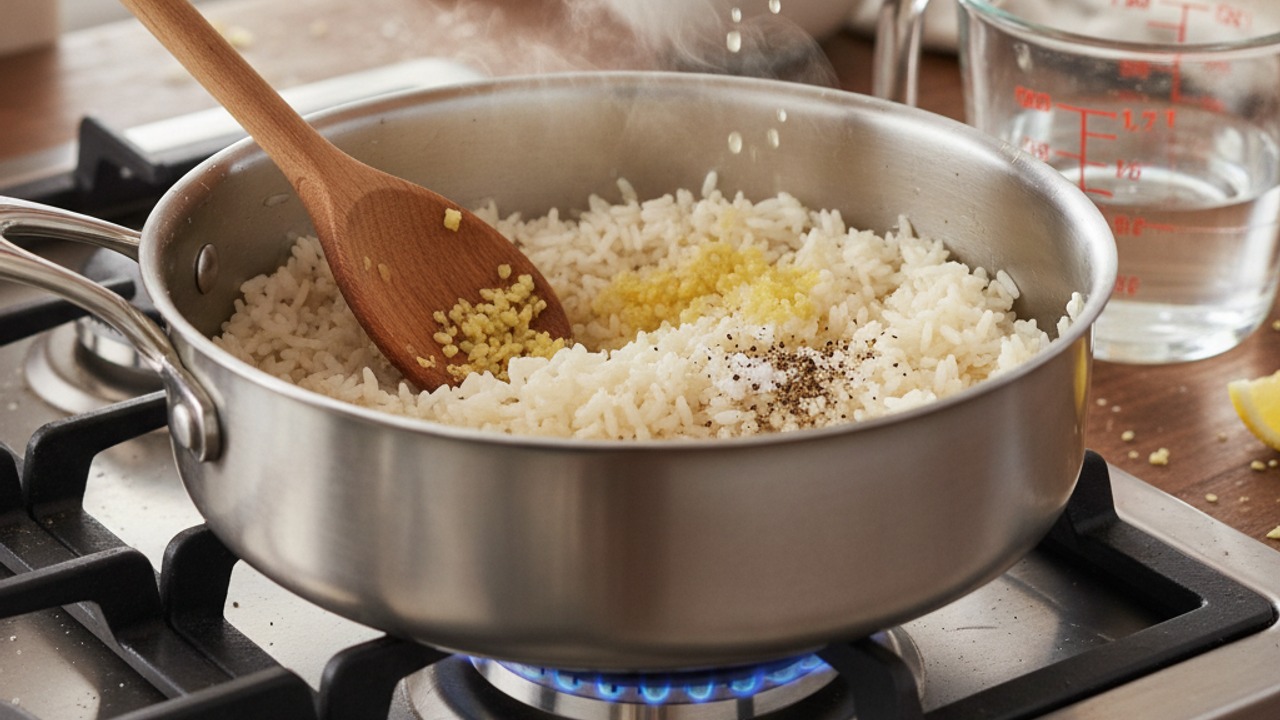 Cook lemon-garlic rice