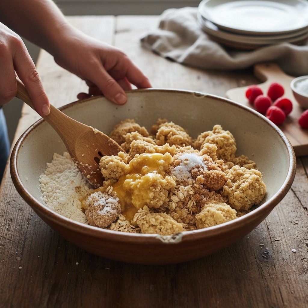 Mix the oatmeal crumble