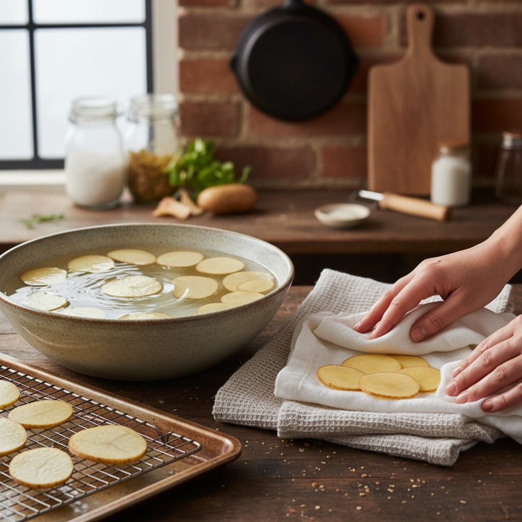 Soak and dry to remove starch