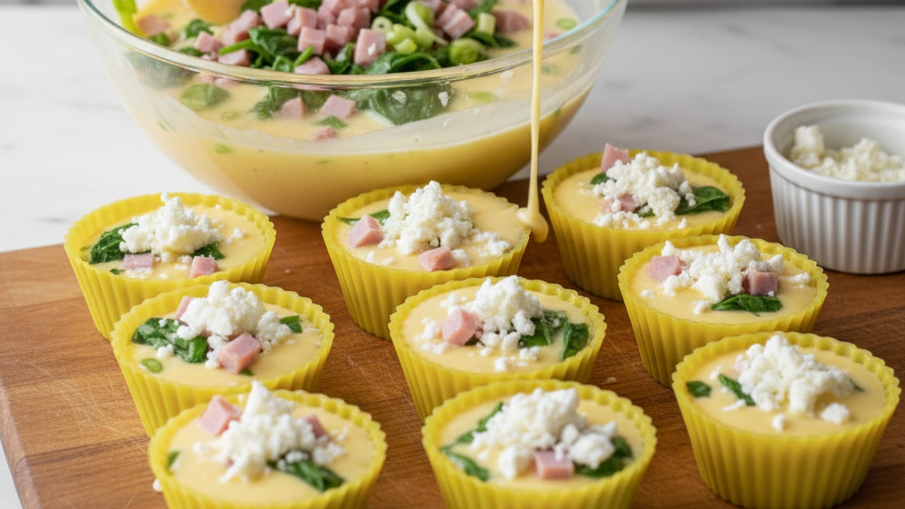 Assemble the mini frittatas