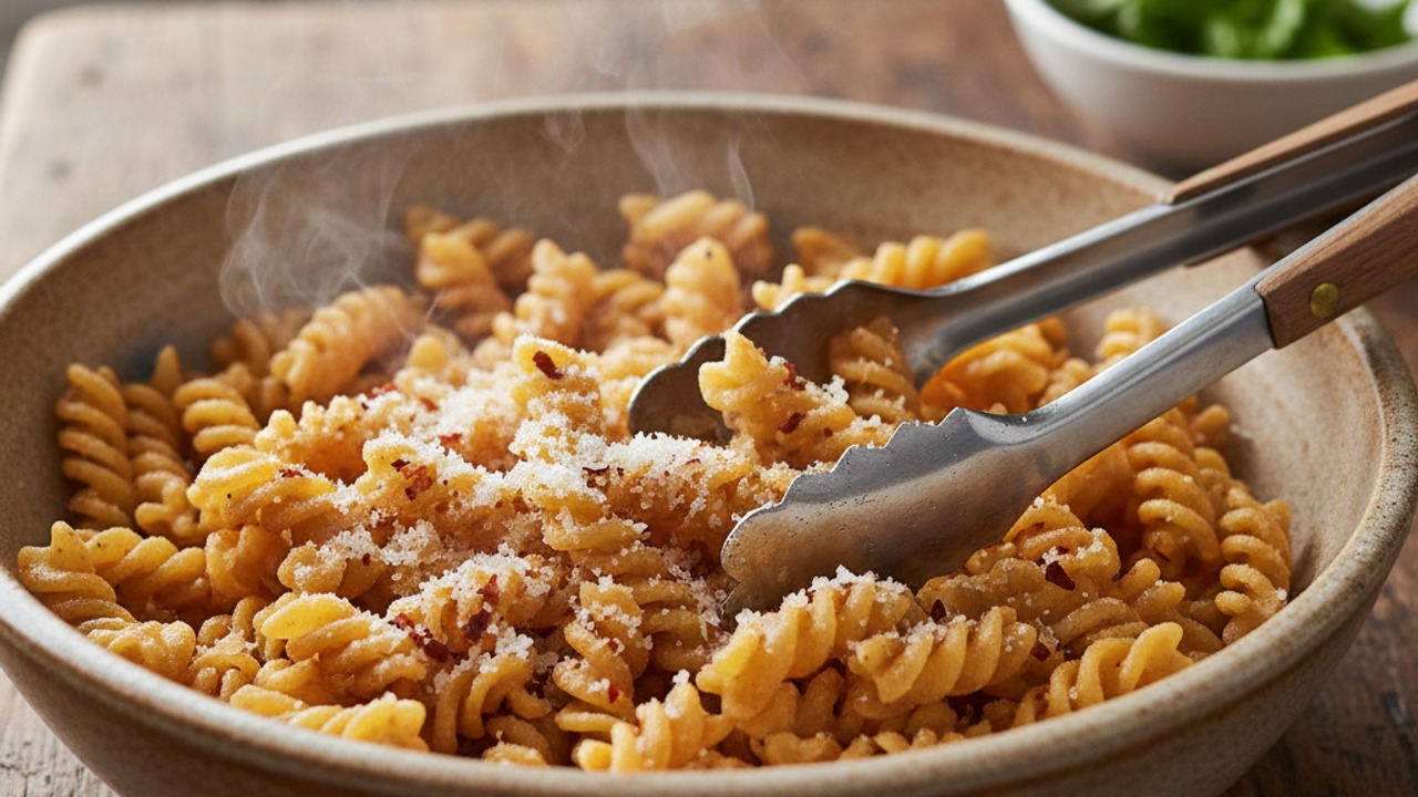Season with Parmesan, chili and salt
