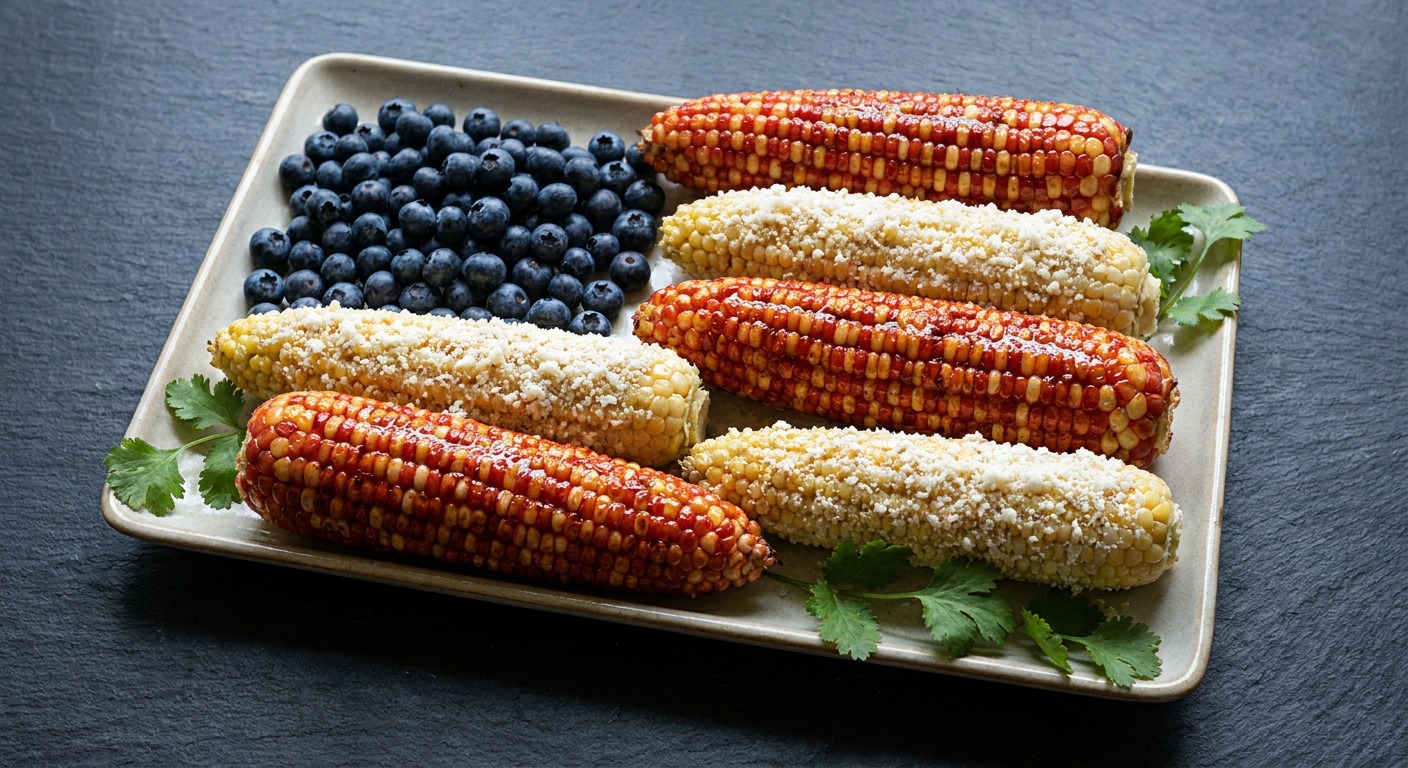 American Flag Grilled Corn Platter with Chili Lime Butter and Cotija Stars