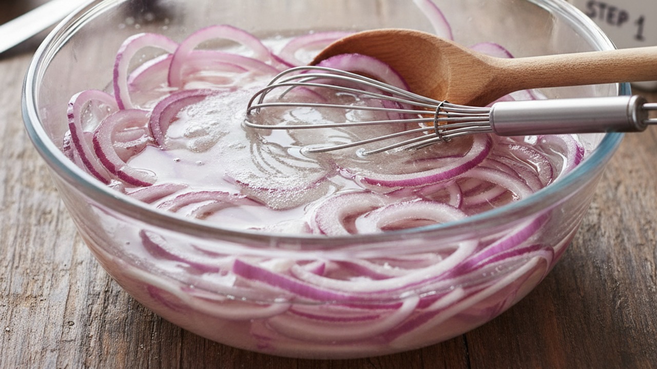 Quick-pickle the red onions