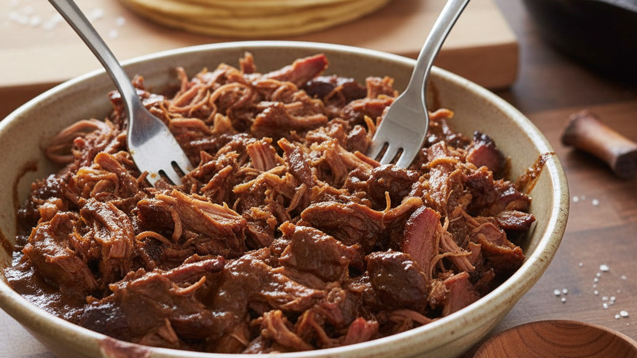 Pull and coat the pork