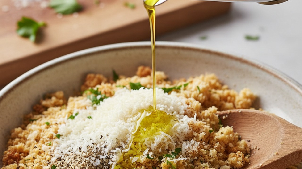 Make the panko-parmesan herb mixture