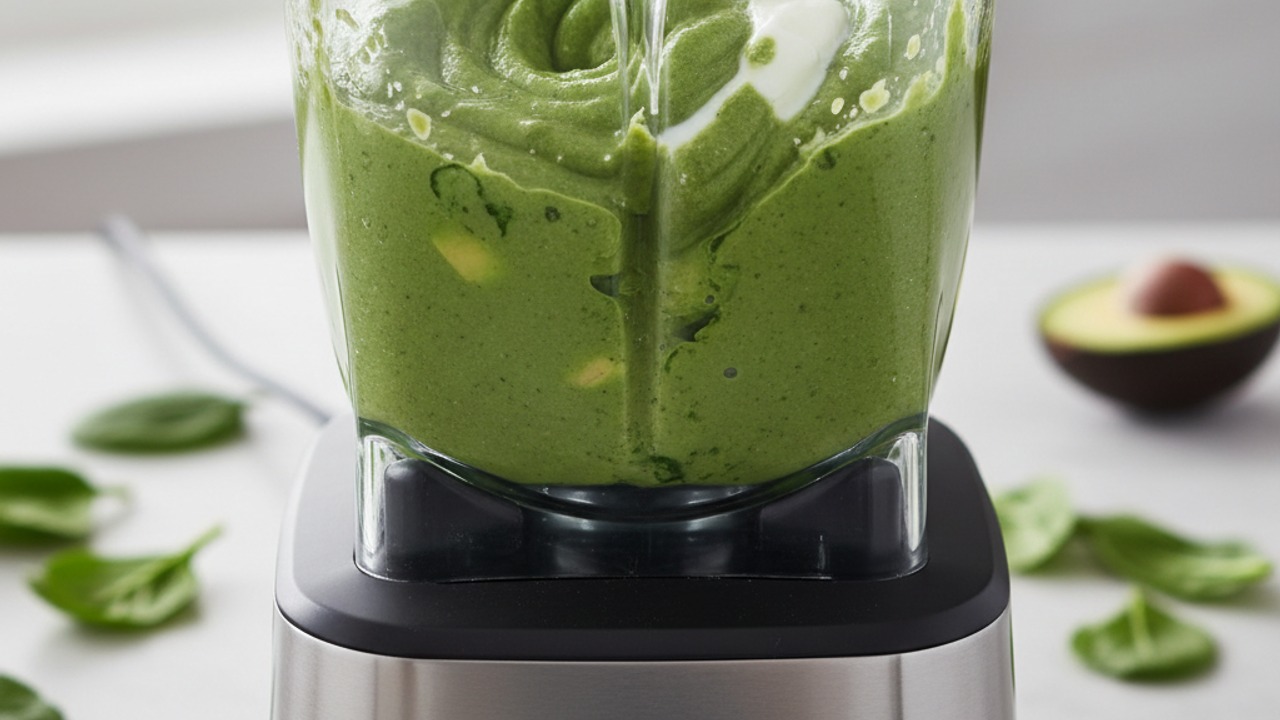 Make the green (spinach + avocado) layer