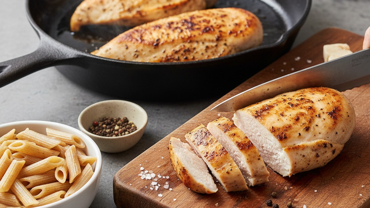 Cook and slice the chicken