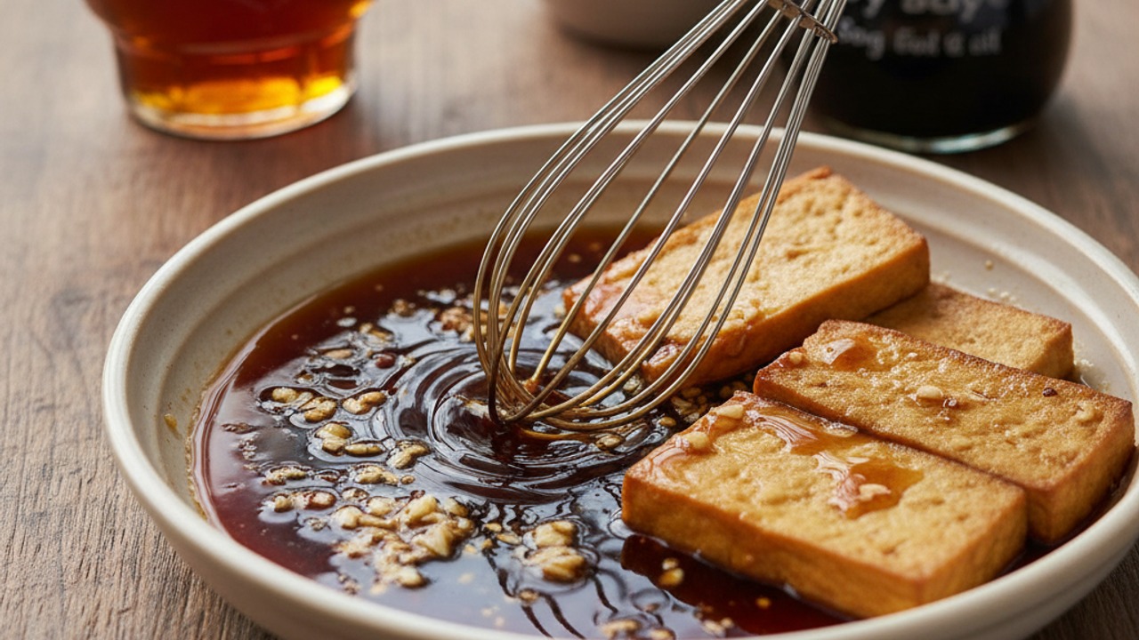 Make the maple-soy marinade and marinate