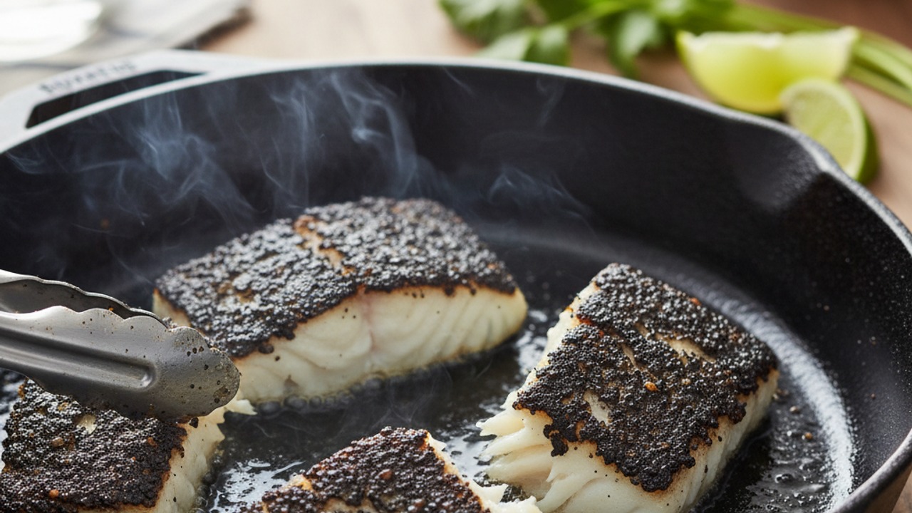 Sear the blackened cod
