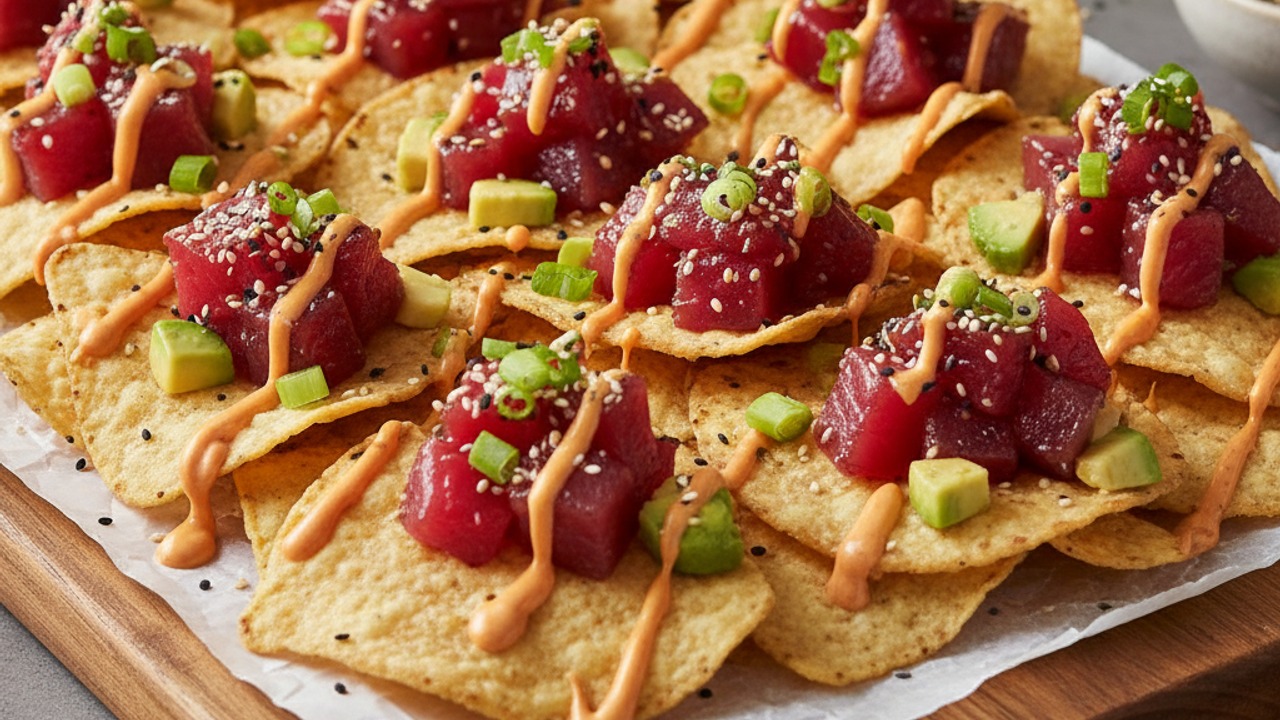 Assemble the poke nachos